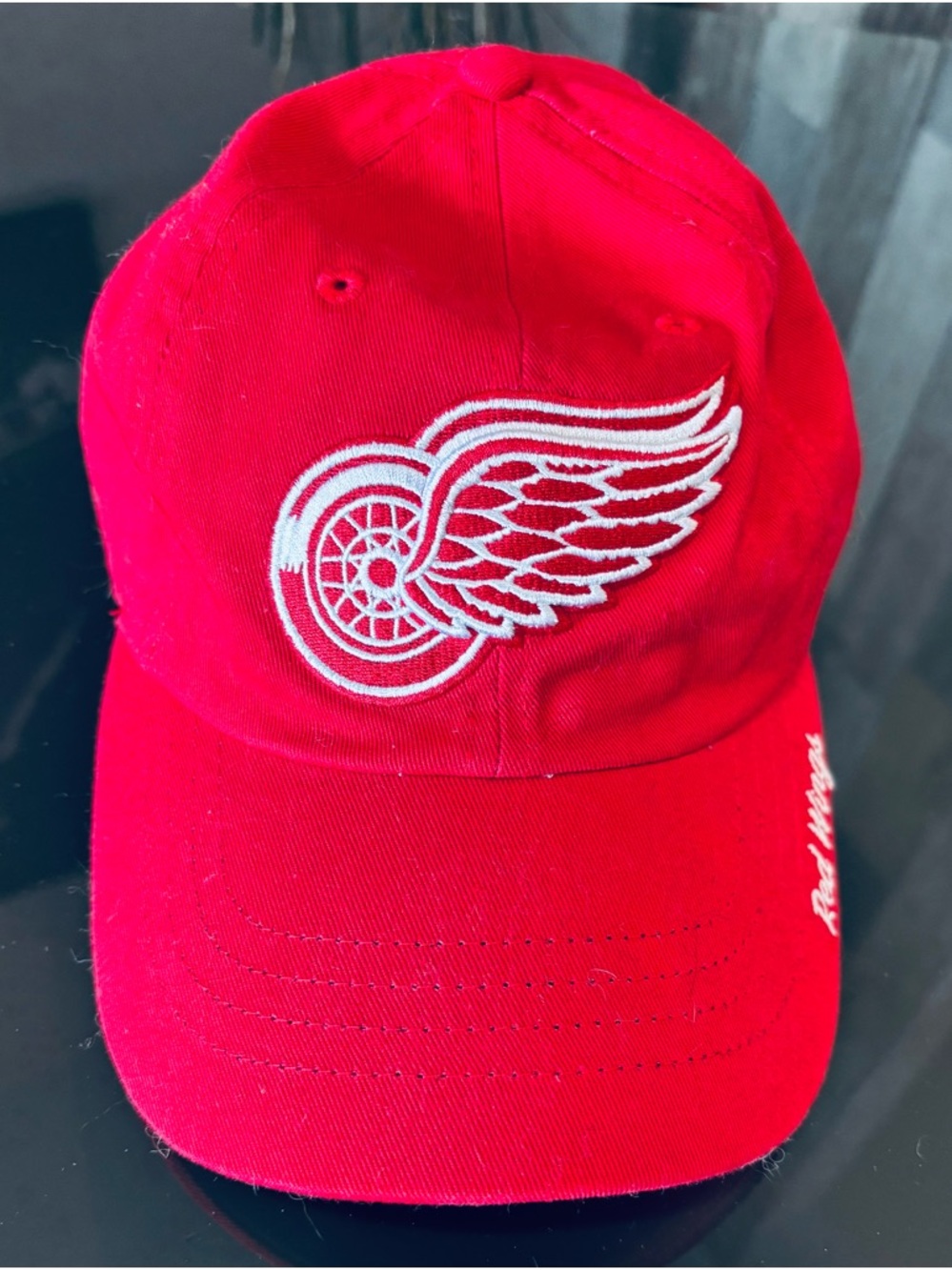 Red Embroidered Logo Baseball Cap